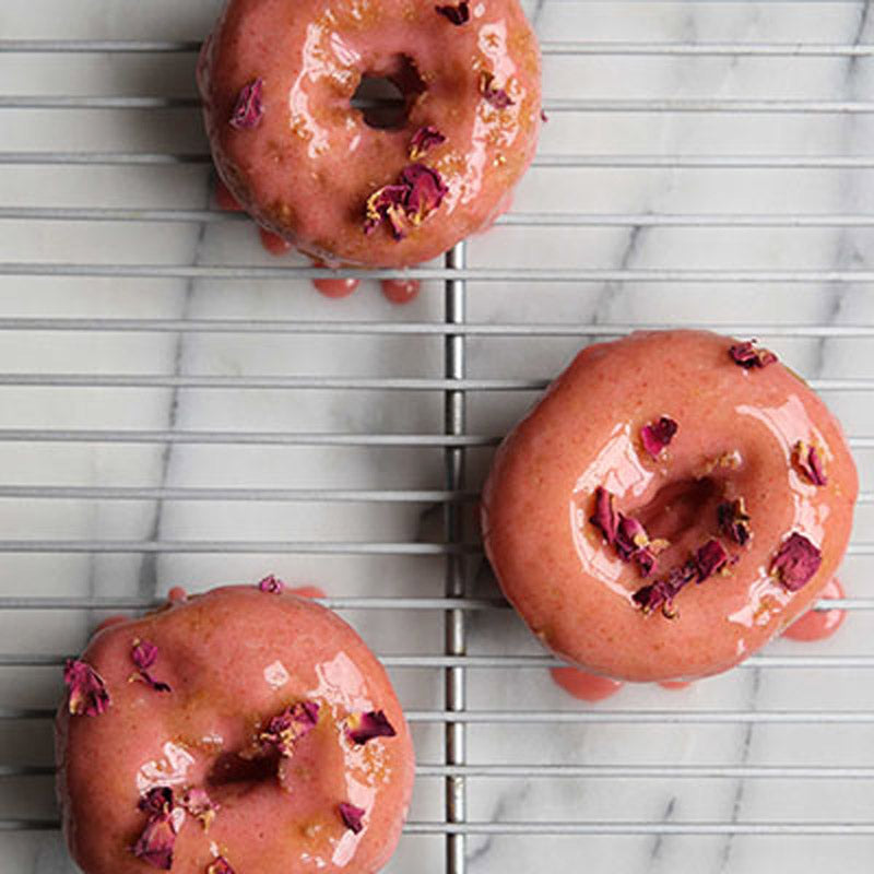 Strawberry Rose Tea Glazed Donuts