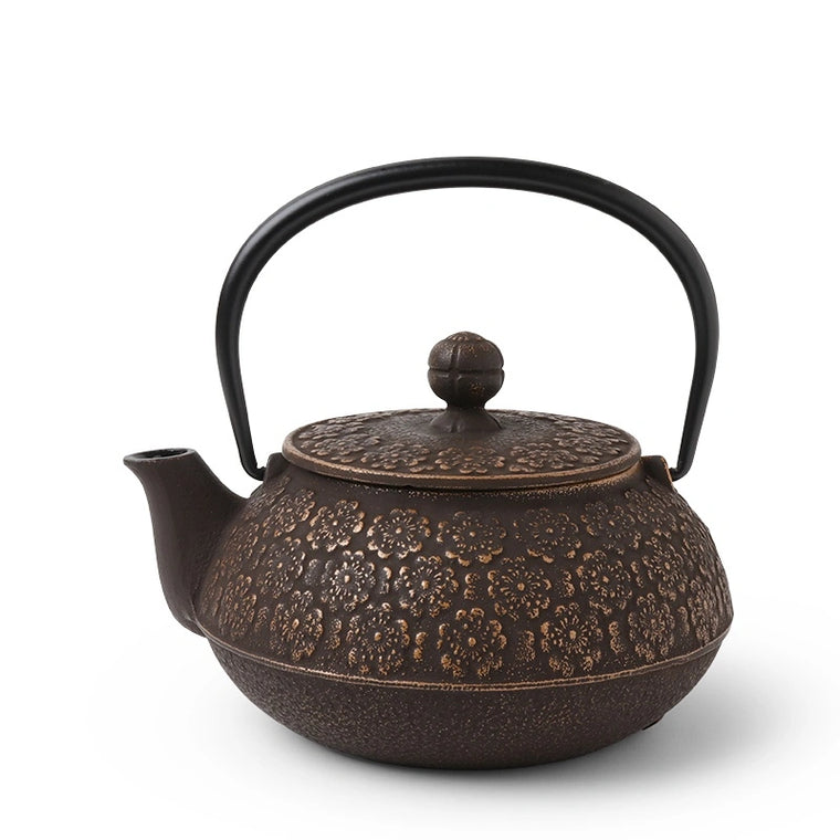 Cast Iron Teapot Gold/Brown Sakura, 22 fluid ounces