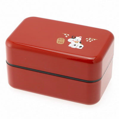Bento Box with  Red Beckoning Cat.